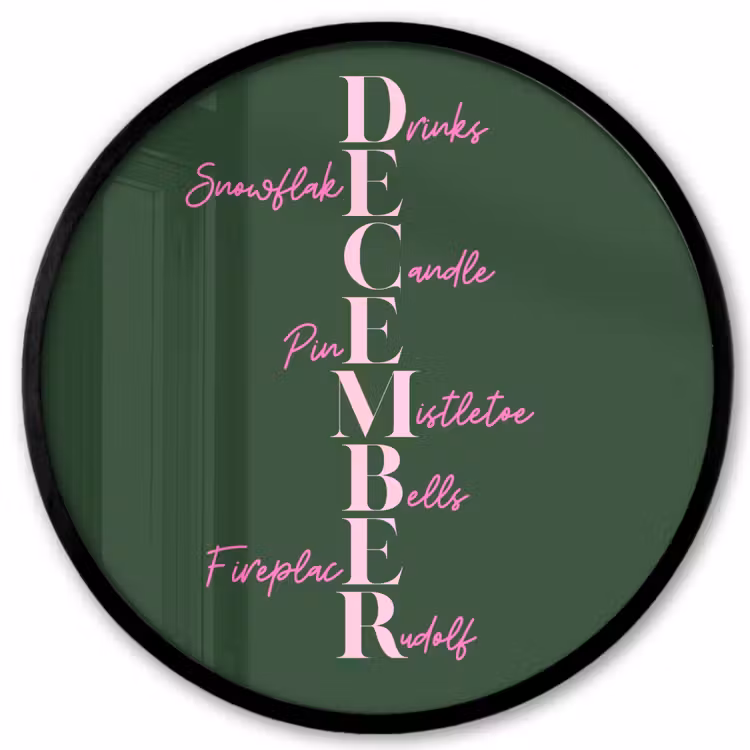 Ronde fotolijst - December - Tekst - Kerst - Groen — 1