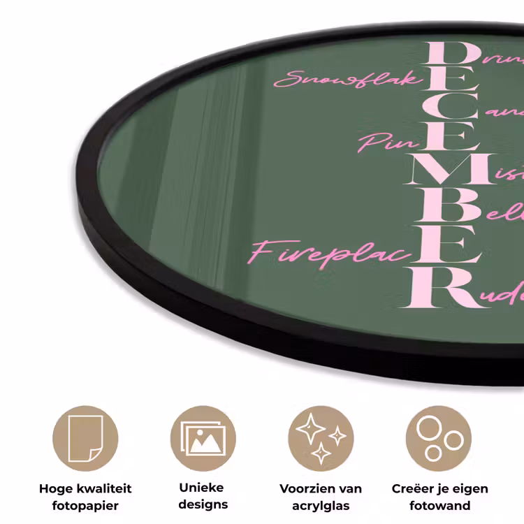 Ronde fotolijst - December - Tekst - Kerst - Groen — 2