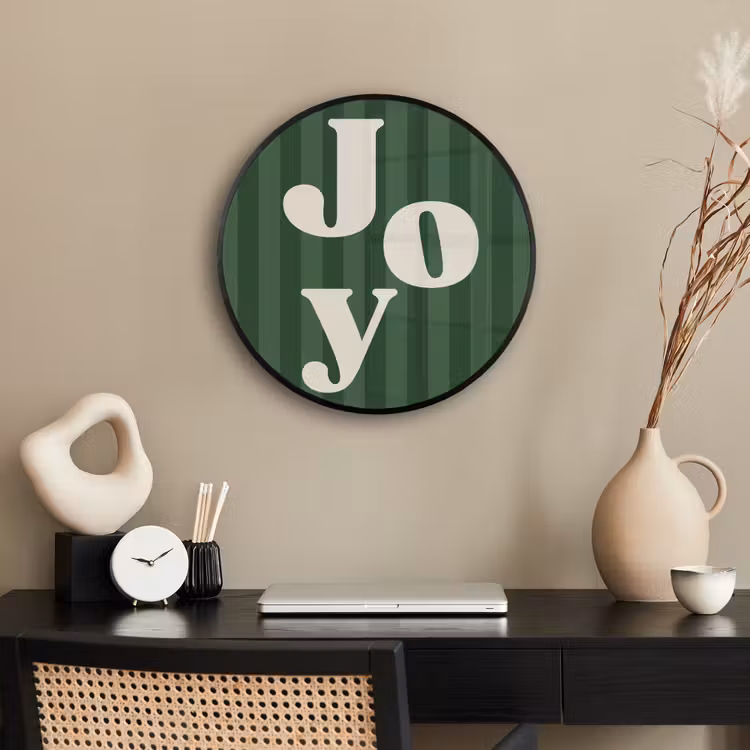 Ronde fotolijst - Joy - Kerst - Tekst - Groen — 3