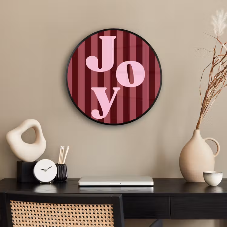 Ronde fotolijst - Joy - Kerst - Tekst - Roze — 3