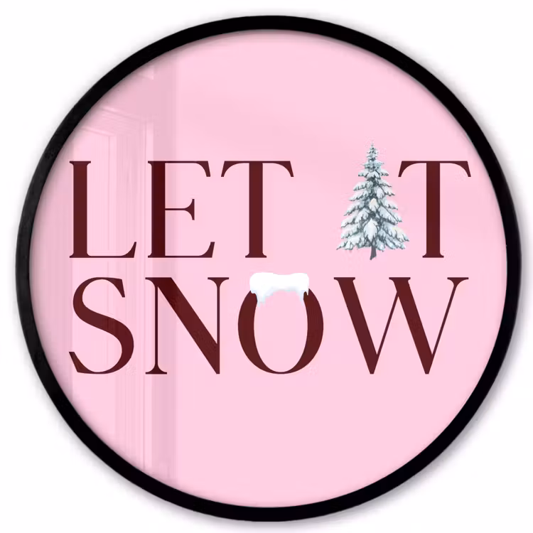 Ronde fotolijst - Kerst - Tekst - Sneeuw - Roze — 1