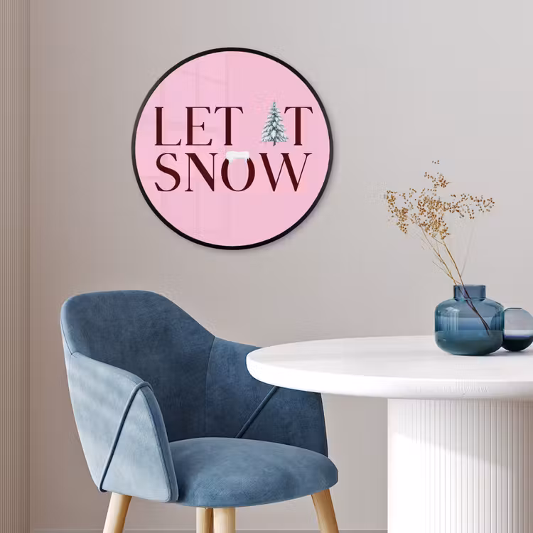 Ronde fotolijst - Kerst - Tekst - Sneeuw - Roze — 4