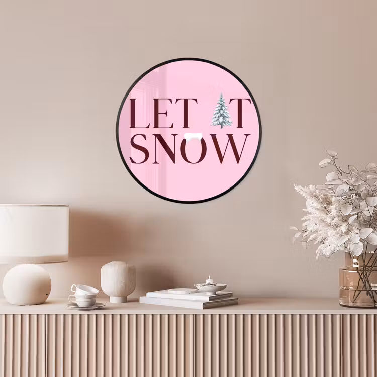 Ronde fotolijst - Kerst - Tekst - Sneeuw - Roze — 5