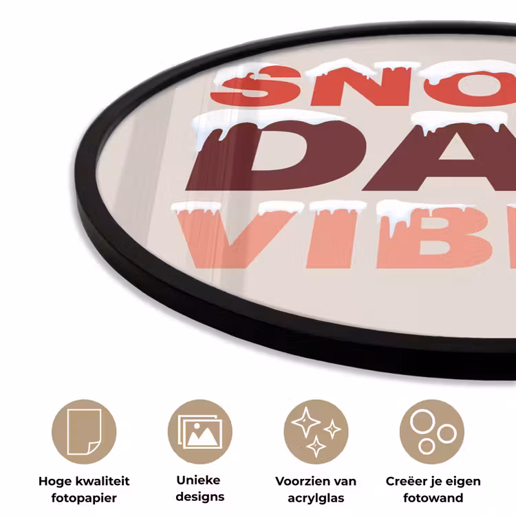 Ronde fotolijst - Sneeuw - Kerst - Tekst - Rood — 2