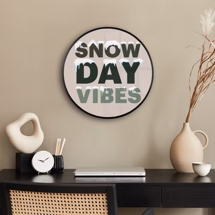 Ronde fotolijst - Sneeuw - Tekst - Kerst - Beige — 3