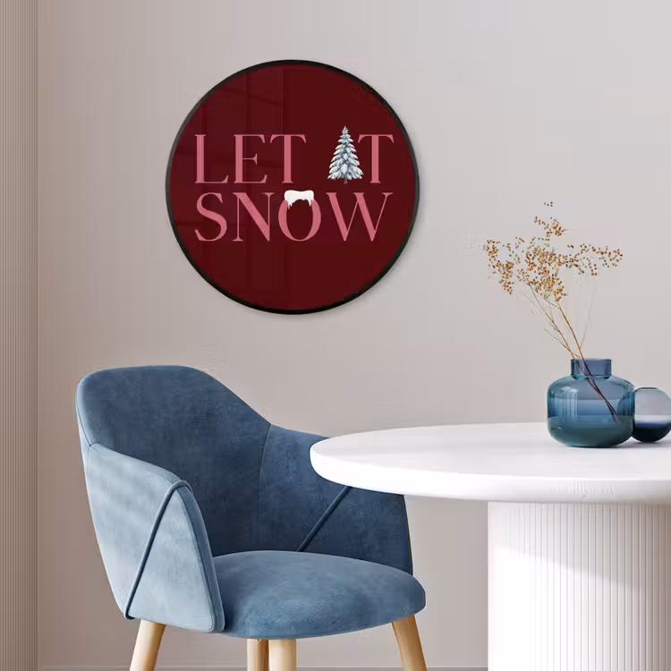 Ronde fotolijst - Tekst - Kerst - Sneeuw - Roze — 4