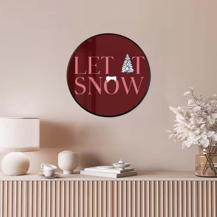 Ronde fotolijst - Tekst - Kerst - Sneeuw - Roze — 5