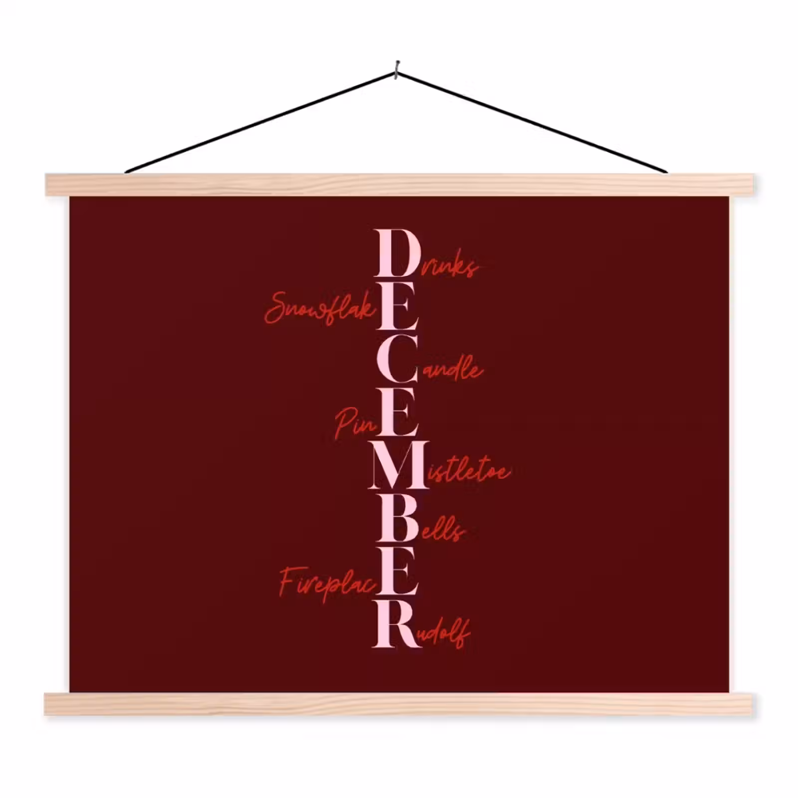 Schoolplaat - December - Tekst - Kerst - Burgundy — 1