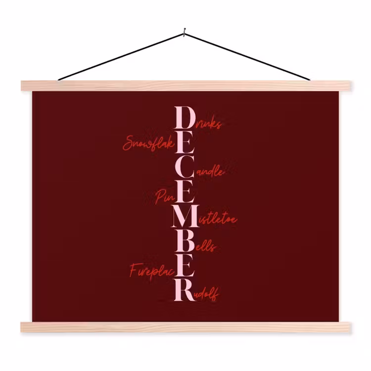 Schoolplaat - December - Tekst - Kerst - Burgundy — 1