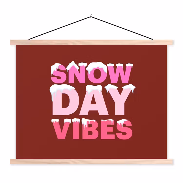 Schoolplaat - Kerst - Tekst - Sneeuw - Rood - Roze — 1
