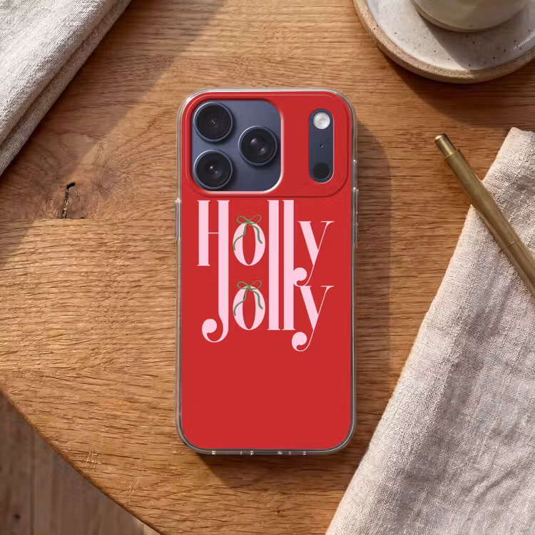 Telefoonhoesje - Kerst - Roze - Rood - Tekst — 2