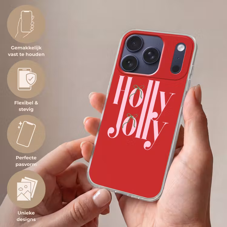 Telefoonhoesje - Kerst - Roze - Rood - Tekst — 4
