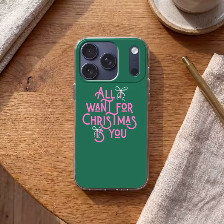 Telefoonhoesje - Kerst - Tekst - Roze - Groen — 2