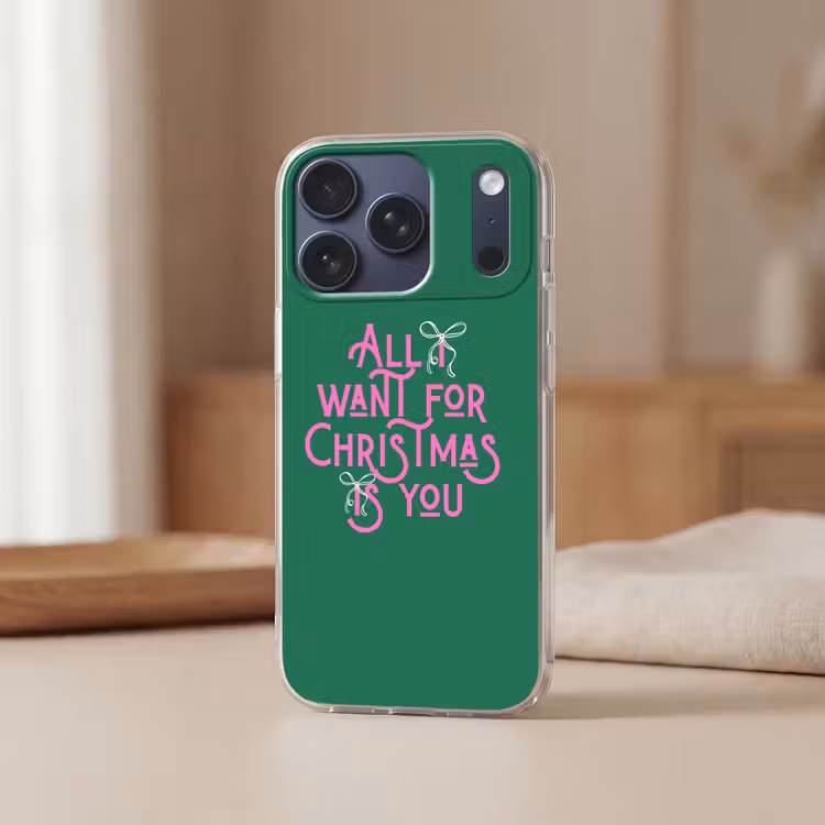 Telefoonhoesje - Kerst - Tekst - Roze - Groen — 3