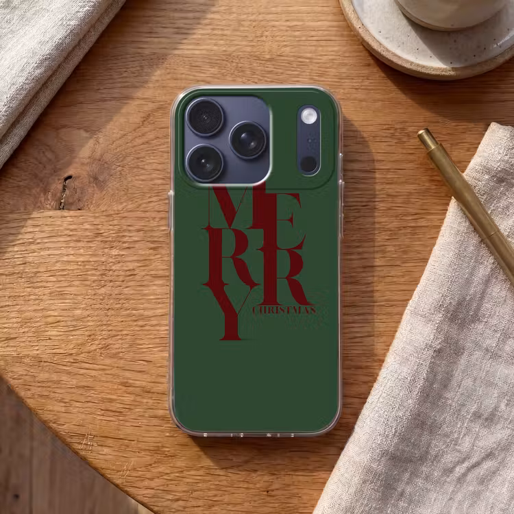 Telefoonhoesje - Merry - Tekst - Groen - Kerst — 2