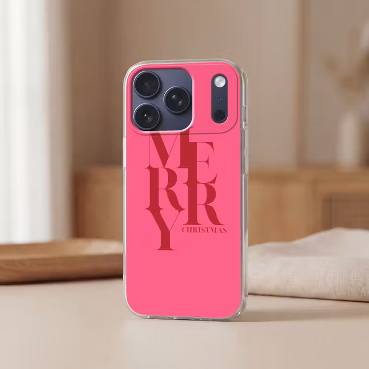 Telefoonhoesje - Merry - Tekst - Kerst - Roze — 3