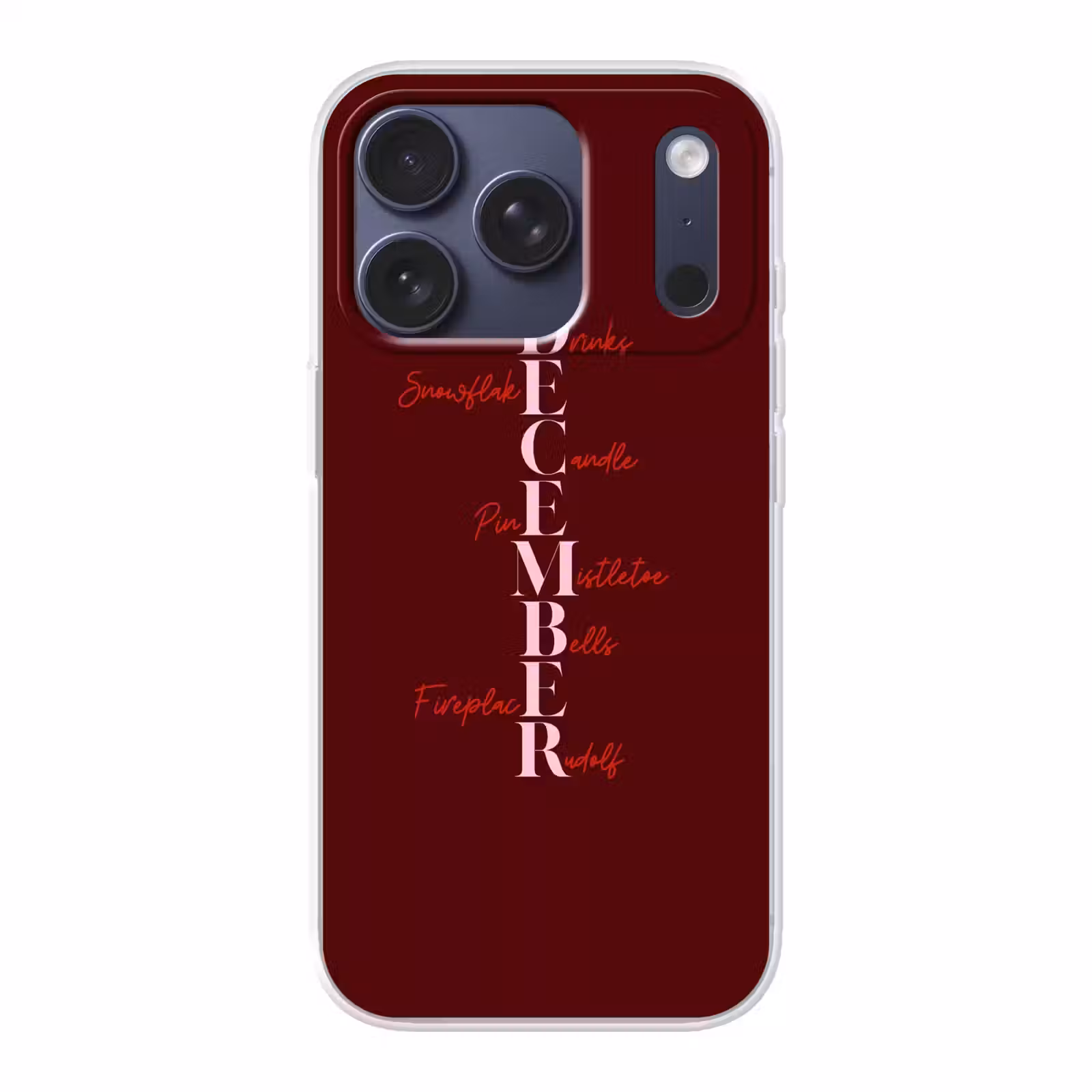 Telefoonhoesje - December - Tekst - Kerst - Burgundy — 1