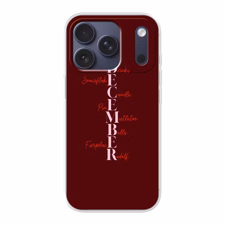 Telefoonhoesje - December - Tekst - Kerst - Burgundy — 1