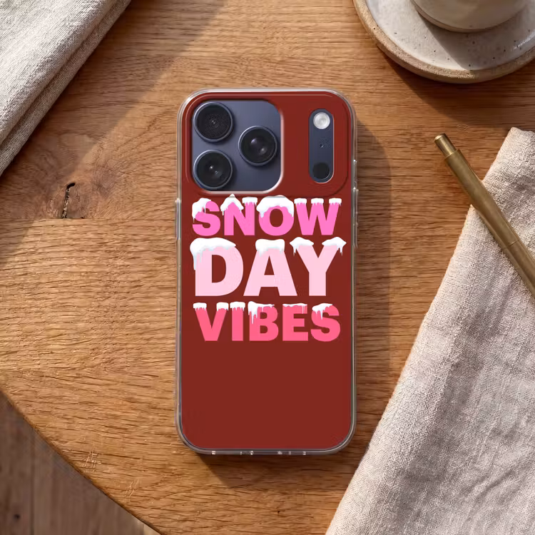Telefoonhoesje - Kerst - Tekst - Sneeuw - Rood - Roze — 2