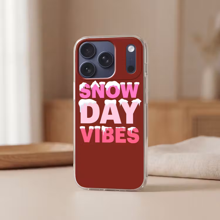 Telefoonhoesje - Kerst - Tekst - Sneeuw - Rood - Roze — 3