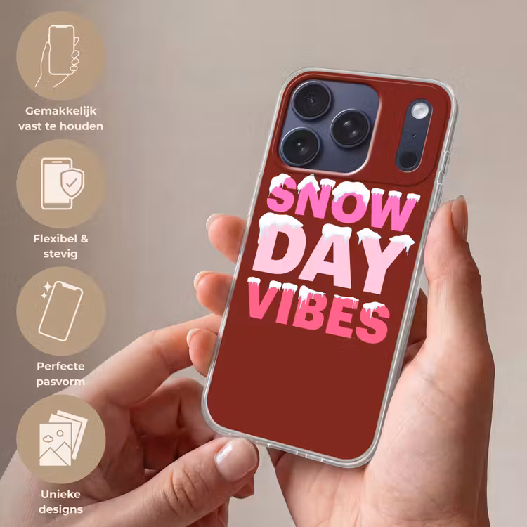 Telefoonhoesje - Kerst - Tekst - Sneeuw - Rood - Roze — 4