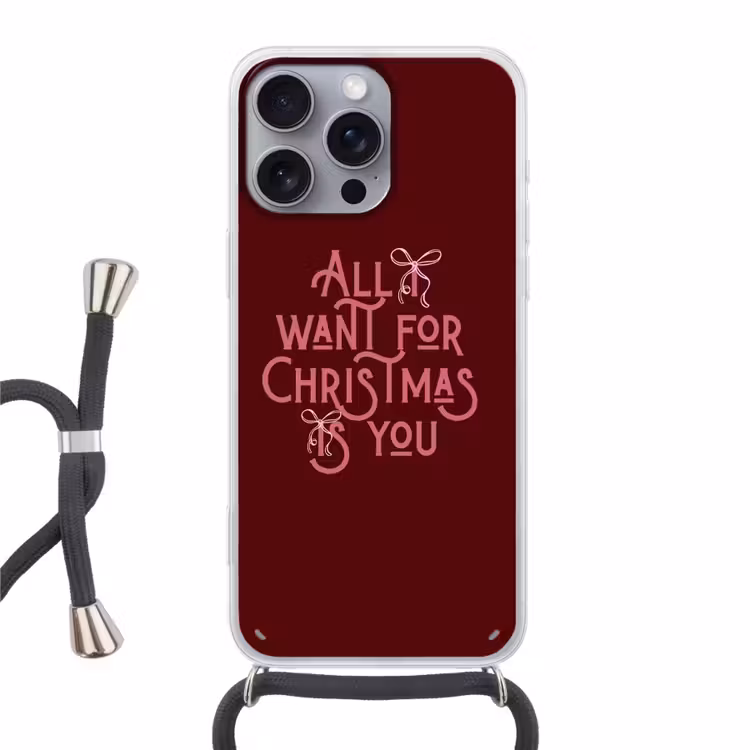 Telefoonhoesje met koord - Tekst - Kerst - Rood - Roze — 1