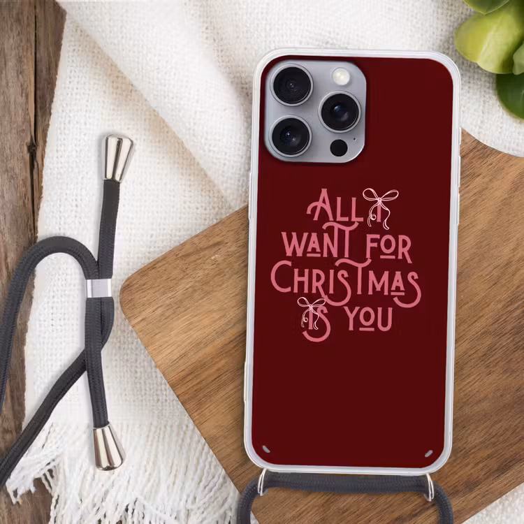 Telefoonhoesje met koord - Tekst - Kerst - Rood - Roze — 3