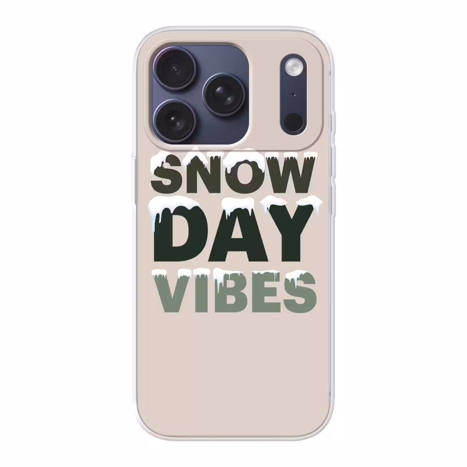 Telefoonhoesje - Sneeuw - Tekst - Kerst - Beige — 1