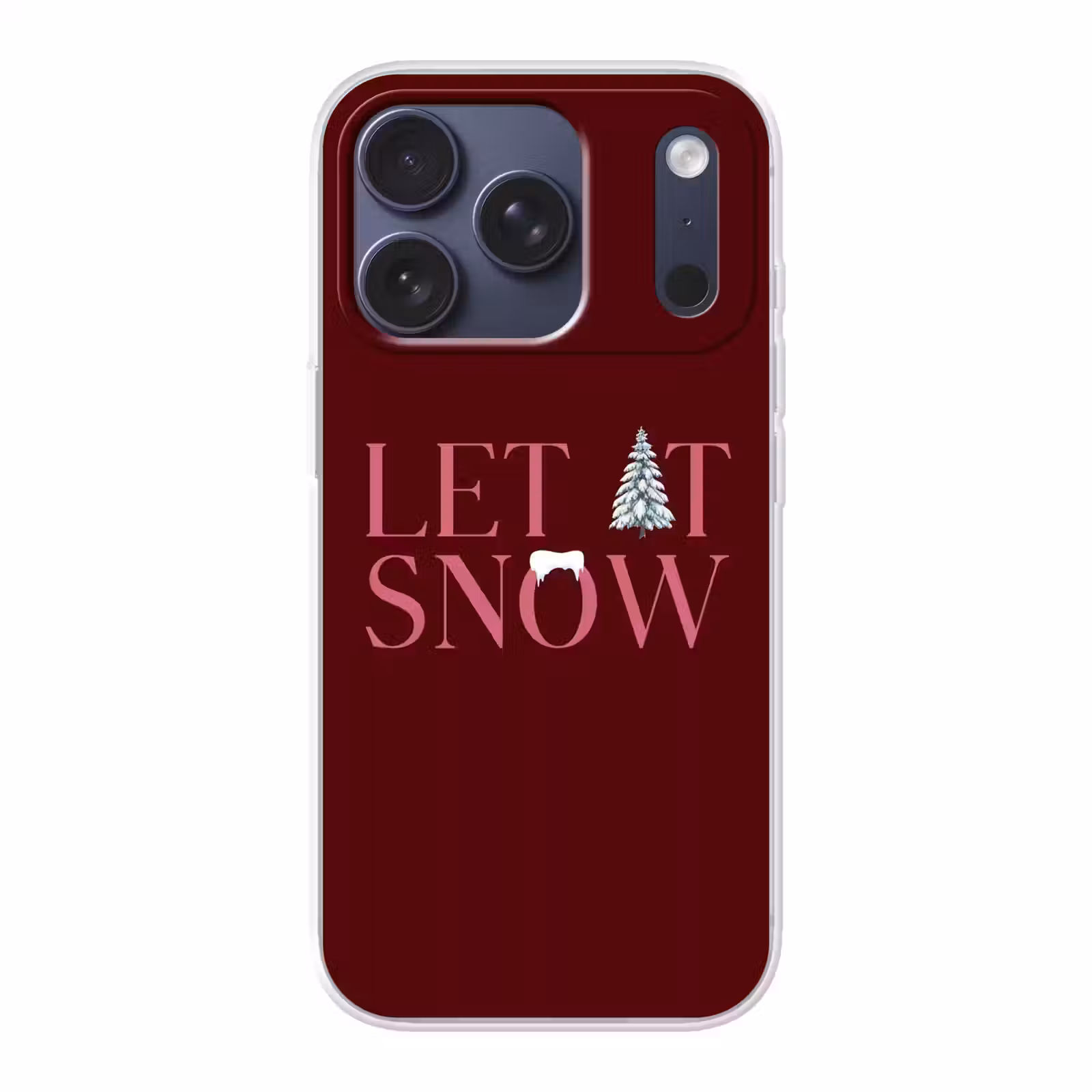 Telefoonhoesje - Tekst - Kerst - Sneeuw - Roze — 1