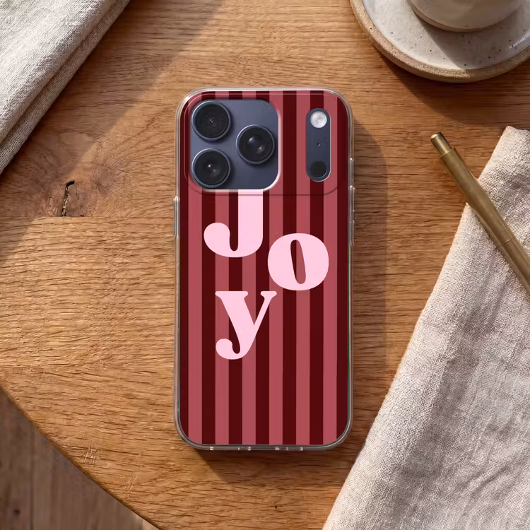 Telefoonhoesje - Joy - Kerst - Tekst - Roze — 2