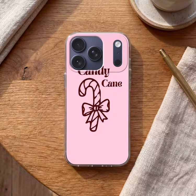 Telefoonhoesje - Kerst - Snoep - Tekst - Bruin - Roze — 2