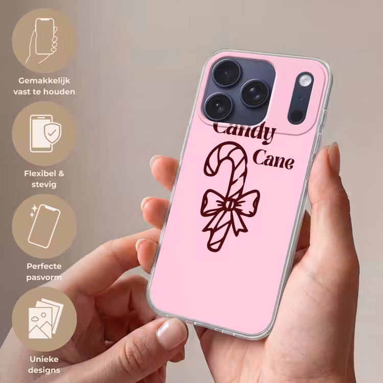 Telefoonhoesje - Kerst - Snoep - Tekst - Bruin - Roze — 4
