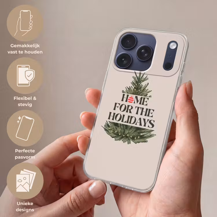 Telefoonhoesje - Kerst - Tekst - Kerstboom - Beige — 4