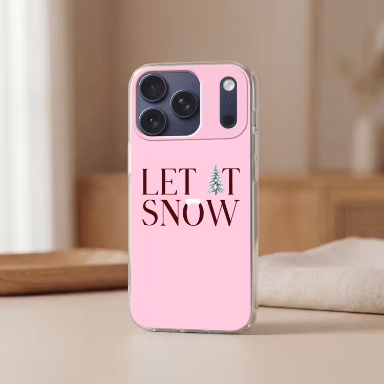 Telefoonhoesje - Kerst - Tekst - Sneeuw - Roze — 3