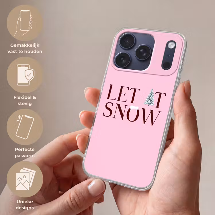 Telefoonhoesje - Kerst - Tekst - Sneeuw - Roze — 4