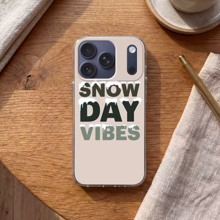 Telefoonhoesje - Sneeuw - Tekst - Kerst - Beige — 2