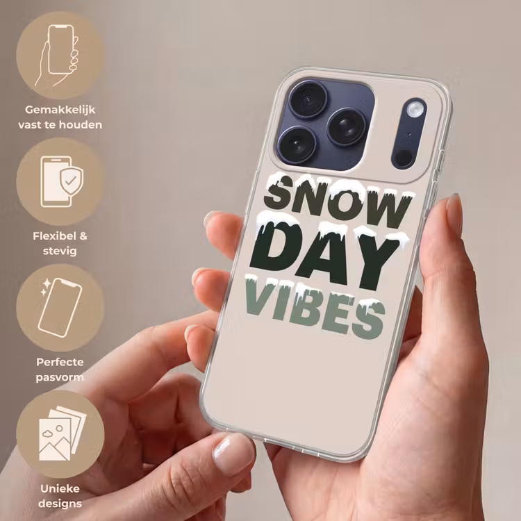 Telefoonhoesje - Sneeuw - Tekst - Kerst - Beige — 4
