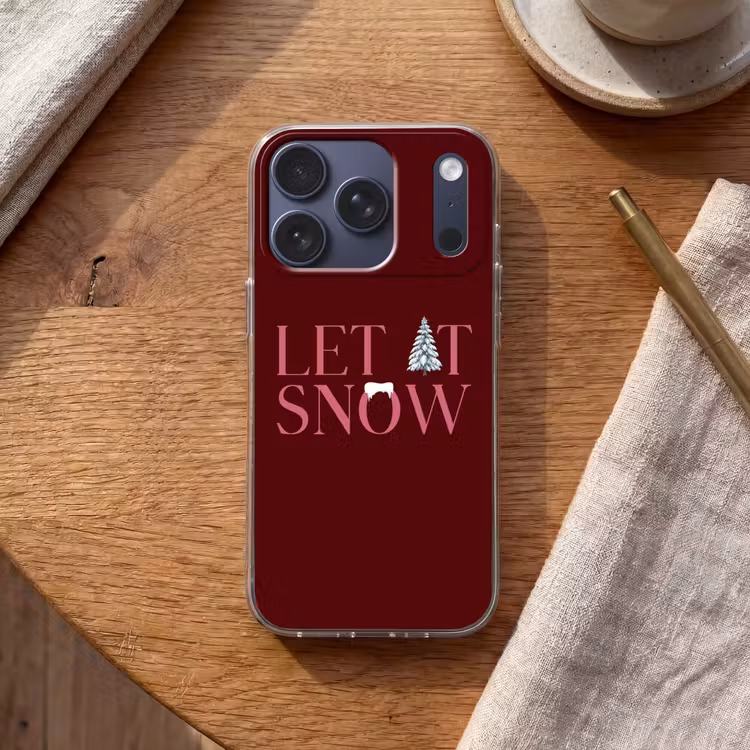 Telefoonhoesje - Tekst - Kerst - Sneeuw - Roze — 2