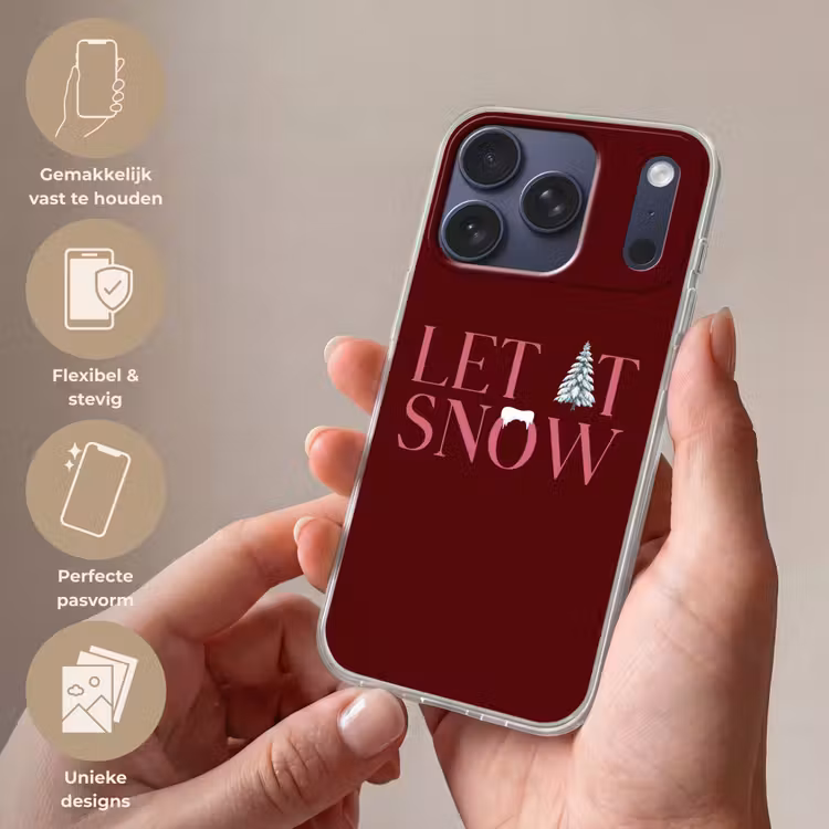 Telefoonhoesje - Tekst - Kerst - Sneeuw - Roze — 4