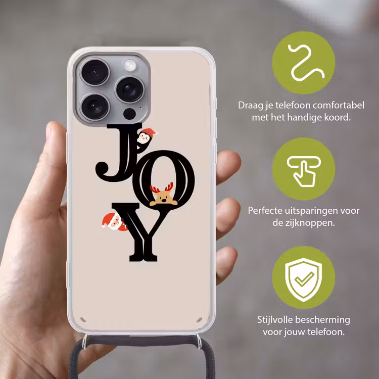 Telefoonhoesje met koord - Joy - Animatie - Zwart - Kerst — 4