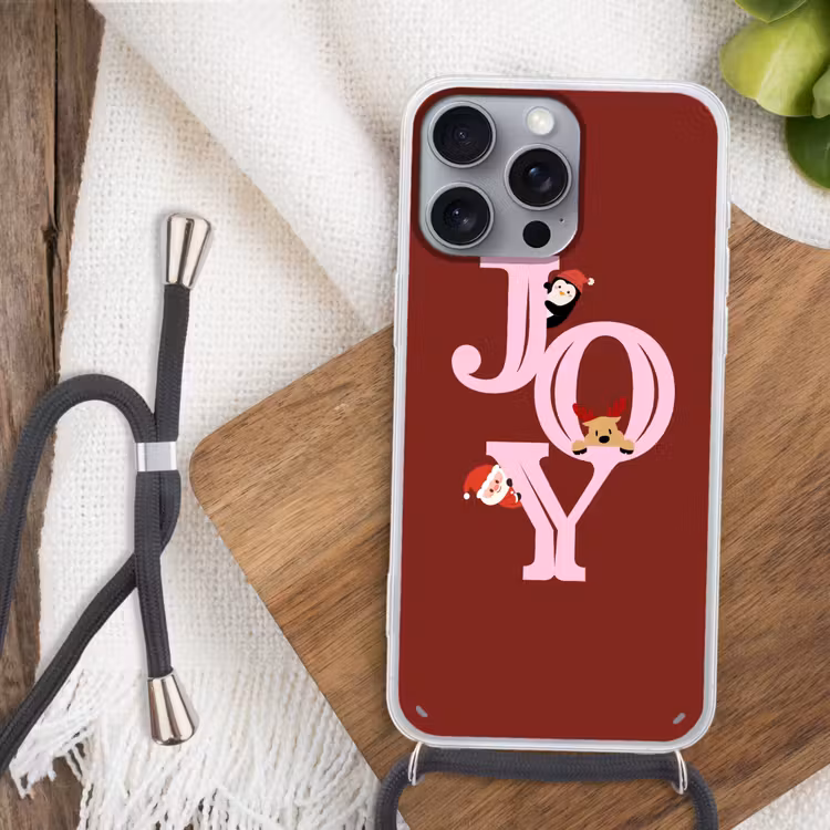Telefoonhoesje met koord - Joy - Kerst - Animatie - Rood - Roze — 3