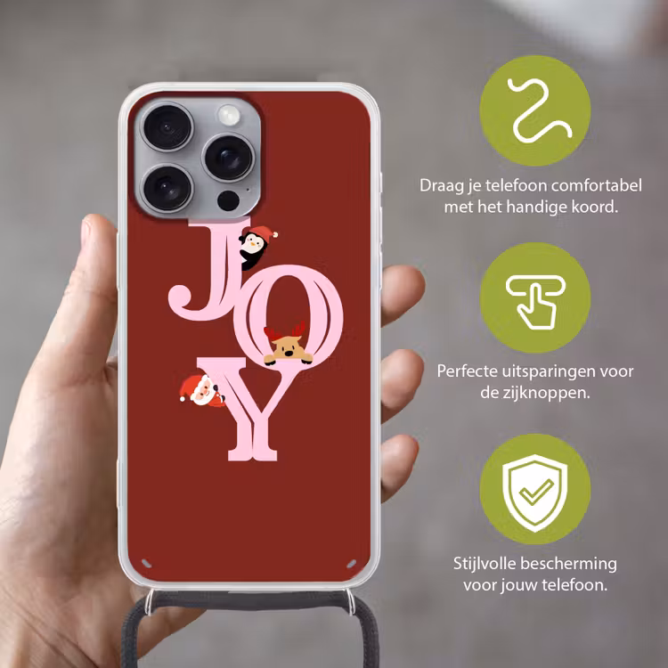 Telefoonhoesje met koord - Joy - Kerst - Animatie - Rood - Roze — 4