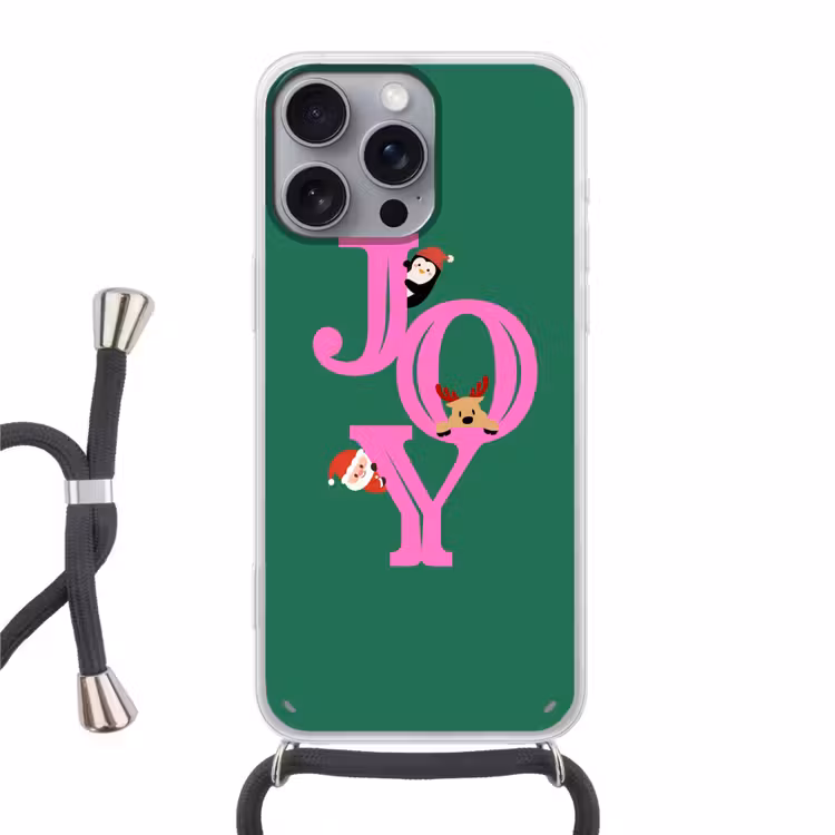 Telefoonhoesje met koord - Joy - Kerst - Animatie - Roze - Groen — 1