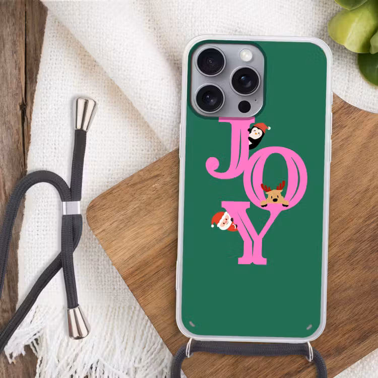 Telefoonhoesje met koord - Joy - Kerst - Animatie - Roze - Groen — 3