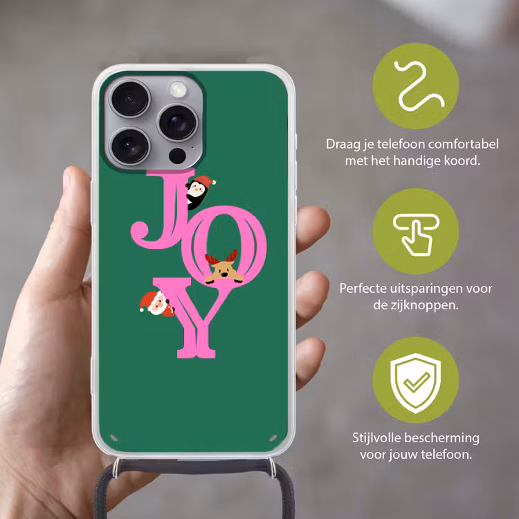 Telefoonhoesje met koord - Joy - Kerst - Animatie - Roze - Groen — 4