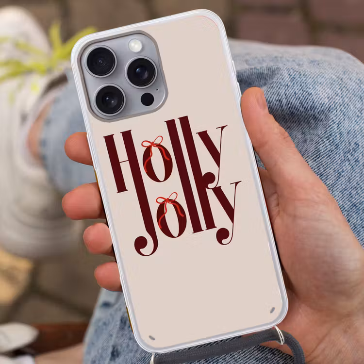 Telefoonhoesje met koord - Tekst - Kerst - Bruin — 2