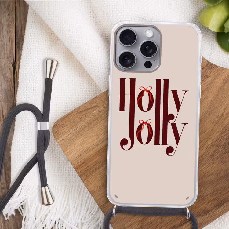 Telefoonhoesje met koord - Tekst - Kerst - Bruin — 3