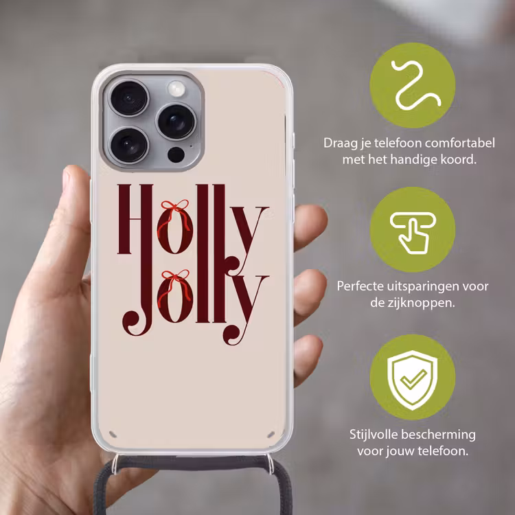 Telefoonhoesje met koord - Tekst - Kerst - Bruin — 4