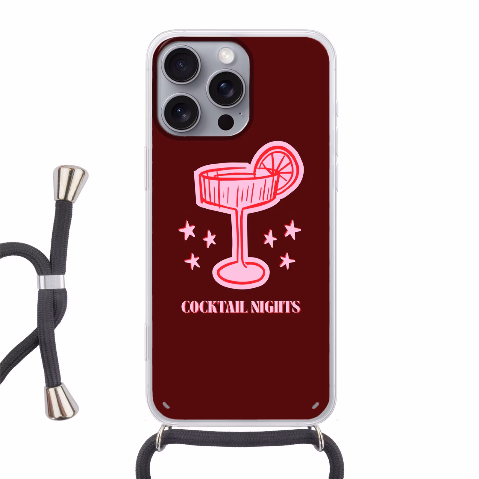 Telefoonhoesje met koord - Cocktail - Kerst - Burgundy - Roze — 1
