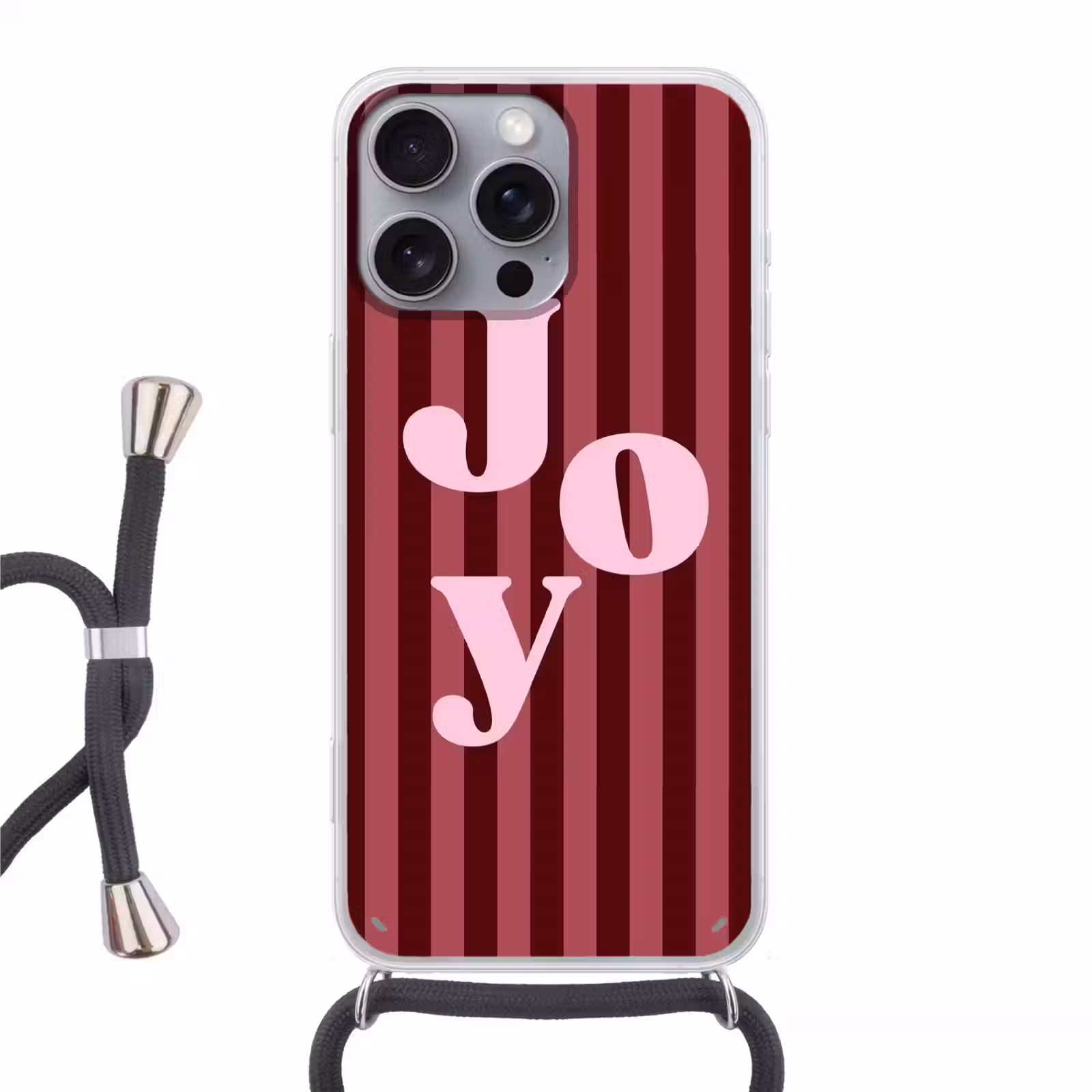 Telefoonhoesje met koord - Joy - Kerst - Tekst - Roze — 1